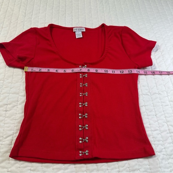 Vintage Y2K 90s Love Streak Red Crop Top Corset - Picture 4 of 8